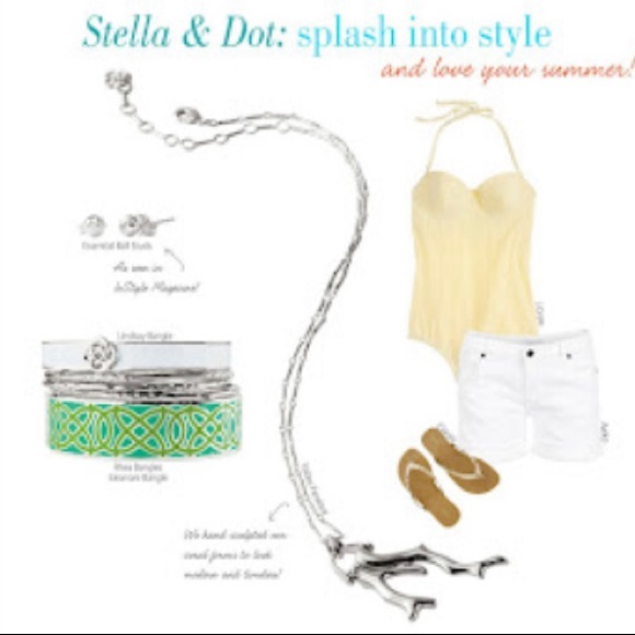 Stella & Dot Coral Necklace Silver - Picture 5 of 5